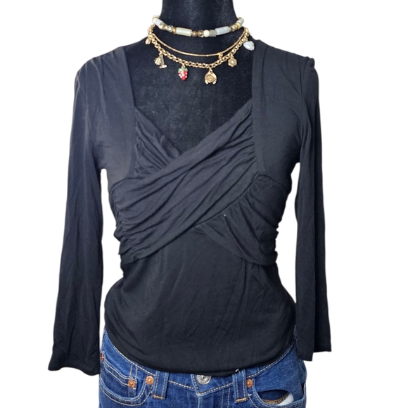 RAFAEL Black Draped Women's Blouse - Picture 1 of 4